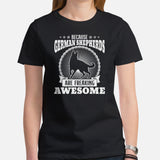 German Shepherd Dog Themed Clothes - Gifts for G9 Dog Lovers - Canine Tee Shirts For Humans - Because GSD Are Freaking Awesome T-Shirt - Black, Women