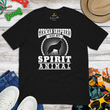 German Shepherd Dog Themed Clothes - Gifts for G9 Dog Lovers - Funny Canine Tee Shirts For Humans - GSD Are My Spirit Animal T-Shirt - Black