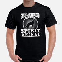 German Shepherd Dog Themed Clothes - Gifts for G9 Dog Lovers - Funny Canine Tee Shirts For Humans - GSD Are My Spirit Animal T-Shirt - Black, Men