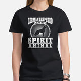German Shepherd Dog Themed Clothes - Gifts for G9 Dog Lovers - Funny Canine Tee Shirts For Humans - GSD Are My Spirit Animal T-Shirt - Black, Women