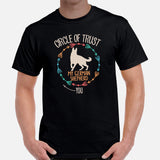 German Shepherd Dog Themed Clothes - Gifts for G9 Dog Moms, Dads & Lovers - Funny Canine Tee Shirts For Humans - Circle Of Trust Shirt - Black, Men