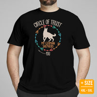 German Shepherd Dog Themed Clothes - Gifts for G9 Dog Moms, Dads & Lovers - Funny Canine Tee Shirts For Humans - Circle Of Trust Shirt - Black, Plus Size