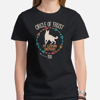 German Shepherd Dog Themed Clothes - Gifts for G9 Dog Moms, Dads & Lovers - Funny Canine Tee Shirts For Humans - Circle Of Trust Shirt - Black, Women