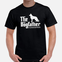 German Shepherd Dog Themed Clothes - Gifts for GSD Dog Dads & Lovers - Canine Tee Shirts For Humans - The Dogfather Of GSDs T-Shirt - Black, Men
