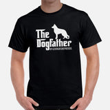 German Shepherd Dog Themed Clothes - Gifts for GSD Dog Dads & Lovers - Canine Tee Shirts For Humans - The Dogfather Of GSDs T-Shirt - Black, Men