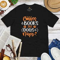 German Shepherd Dog Themed Clothes - Gifts for GSD Dog Lovers - Canine Tee Shirts For Humans - Coffee, Books And Dogs And Naps T-Shirt - Black