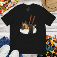 German Shepherd Dog Themed Clothes - Gifts for GSD Dog Moms, Dads & Lovers - Canine Tee Shirts For Humans - Cute Nigiri Sushi T-Shirt - Black