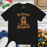 German Shepherd Dog Themed Clothes - Gifts for GSD Dog Moms, Dads & Lovers - Canine Tee Shirts For Humans - My Patronus Is A GSD Shirt - Black