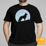 German Shepherd Dog Themed Clothes - Gifts for GSD Dog Moms, Dads & Lovers - Funny Canine Tee Shirts For Humans - Over The Moon T-Shirt - Black, Plus Size