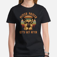 German Shepherd Dog Themed Clothes - Gifts for GSD Dog Moms, Dads & Lovers - Funny Canine Tee Shirts For Humans - Pitter Patter T-Shirt - Black, Women