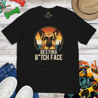 German Shepherd Dog Themed Clothes - Gifts for GSD Dog Moms, Dads & Lovers - Funny Canine Tee Shirts For Humans - Resting Face T-Shirt - Black