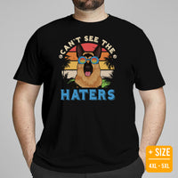 German Shepherd Dog Themed Clothes - Gifts for GSD G9 Dog Lovers - Funny Canine Tee Shirts For Humans - Can't See The Haters T-Shirt - Black, Plus Size