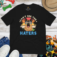 German Shepherd Dog Themed Clothes - Gifts for GSD G9 Dog Lovers - Funny Canine Tee Shirts For Humans - Can't See The Haters T-Shirt - Black