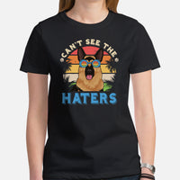 German Shepherd Dog Themed Clothes - Gifts for GSD G9 Dog Lovers - Funny Canine Tee Shirts For Humans - Can't See The Haters T-Shirt - Black, Women