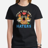 German Shepherd Dog Themed Clothes - Gifts for GSD G9 Dog Lovers - Funny Canine Tee Shirts For Humans - Can't See The Haters T-Shirt - Black, Women