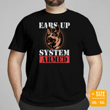 German Shepherd Dog Themed Clothes - Gifts for GSD G9 Dog Lovers - Funny Canine Tee Shirts For Humans - Ears Up, System Armed T-Shirt - Black, Plus Size