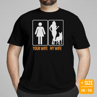 German Shepherd Dog Themed Clothes - Gifts for GSD K9 Dog Dads & Lovers - Canine Tee Shirts For Humans - Your Wife vs My Wife T-Shirt - Black, Plus Size
