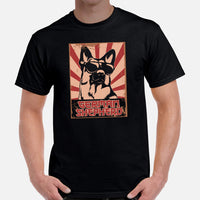 German Shepherd Dog Themed Clothes - Gifts for GSD K9 Dog Lovers - Canine Tee Shirts For Humans - Japanese Rising Sun Themed T-Shirt - Black, Men