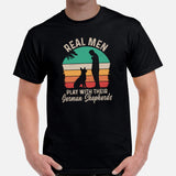 German Shepherd Dog Themed Clothes - Gifts for GSD K9 Dog Lovers - Canine Tee Shirts For Humans - Real Men Play With Their GSDs T-Shirt - Black, Men