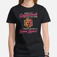 German Shepherd Dog Themed Clothes - Gifts for GSD K9 Dog Lovers - Funny Canine Tee Shirts For Humans - A Girl's Best Friend T-Shirt - Black, Women