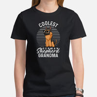 German Shepherd Dog Themed Clothes - Gifts for GSD K9 Dog Lovers - Funny Canine Tee Shirts For Humans - Coolest GSD Grandma T-Shirt - Black, Women