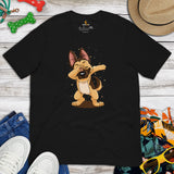 German Shepherd Dog Themed Clothes - Gifts for GSD K9 Dog Lovers - Funny Canine Tee Shirts For Humans - Cute Puppy Dabbing T-Shirt - Black