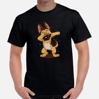 German Shepherd Dog Themed Clothes - Gifts for GSD K9 Dog Lovers - Funny Canine Tee Shirts For Humans - Cute Puppy Dabbing T-Shirt - Black, Men