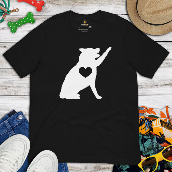 German Shepherd Dog Themed Clothes - Gifts for GSD K9 Dog Lovers - Funny Canine Tee Shirts For Humans - Cute Puppy High-fives T-Shirt - Black