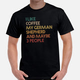 German Shepherd Dog Themed Clothes - Gifts for GSD K9 Dog Lovers - Funny Canine Tee Shirts For Humans - I Like Coffee & My GSD T-Shirt - Black, Men