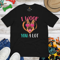German Shepherd Dog Themed Clothes - Gifts for GSD K9 Dog Lovers - Funny Canine Tee Shirts For Humans - I Woof You A Lot T-Shirt - Black