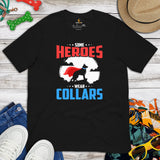 German Shepherd Dog Themed Clothes - Gifts for GSD K9 Dog Lovers - Funny Canine Tee Shirts For Humans - Some Heroes Wear Collars Shirt - Black