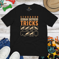 German Shepherd Dog Themed Clothes - Gifts for GSD K9 Dog Lovers - Funny Canine Tee Shirts For Humans - Stubborn GSD Tricks T-Shirt - Black