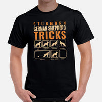 German Shepherd Dog Themed Clothes - Gifts for GSD K9 Dog Lovers - Funny Canine Tee Shirts For Humans - Stubborn GSD Tricks T-Shirt - Black, Men