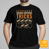 German Shepherd Dog Themed Clothes - Gifts for GSD K9 Dog Lovers - Funny Canine Tee Shirts For Humans - Stubborn GSD Tricks T-Shirt - Black, Plus Size
