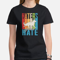 German Shepherd Dog Themed Clothes - Gifts for GSD K9 Dog Moms, Dads & Lovers - Canine Tee Shirts For Humans - Haters Gonna Hate Shirt - Black, Women