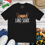 German Shepherd Dog Themed Clothes - Gifts for GSD K9 Dog Moms, Dads & Lovers - Funny Canine Tee Shirts For Humans - Land Shark T-Shirt - Black