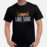 German Shepherd Dog Themed Clothes - Gifts for GSD K9 Dog Moms, Dads & Lovers - Funny Canine Tee Shirts For Humans - Land Shark T-Shirt - Black, Men
