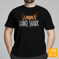 German Shepherd Dog Themed Clothes - Gifts for GSD K9 Dog Moms, Dads & Lovers - Funny Canine Tee Shirts For Humans - Land Shark T-Shirt - Black, Plus Size