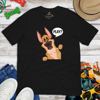 German Shepherd Dog Themed Clothes - Gifts for GSD K9 Dog Moms, Dads & Lovers - Funny Canine Tee Shirts For Humans - Play T-Shirt - Black