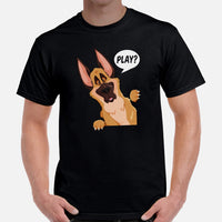 German Shepherd Dog Themed Clothes - Gifts for GSD K9 Dog Moms, Dads & Lovers - Funny Canine Tee Shirts For Humans - Play T-Shirt - Black, Men