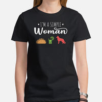German Shepherd Dog Themed Clothes - Gifts for GSD K9 Dog Moms & Lovers - Canine Tee Shirts For Humans - I'm A Simple Woman T-Shirt - Black, Women