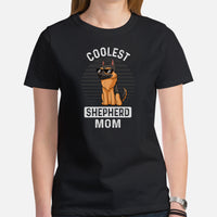 German Shepherd Dog Themed Clothes - Gifts for GSD K9 Dog Moms & Lovers - Funny Canine Tee Shirts For Humans - Coolest GSD Mom T-Shirt - Black, Women