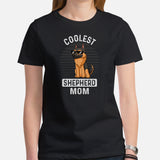 German Shepherd Dog Themed Clothes - Gifts for GSD K9 Dog Moms & Lovers - Funny Canine Tee Shirts For Humans - Coolest GSD Mom T-Shirt - Black, Women