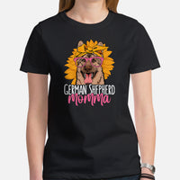 German Shepherd Dog Themed Clothes - Gifts for GSD K9 Dog Moms & Lovers - Funny Canine Tee Shirts For Humans - GSD Momma T-Shirt - Black, Women