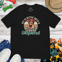 German Shepherd Dog Themed Clothes - Gifts for K9 Dog Lovers - Funny Canine Tee Shirts For Humans - Life Is Better With A GSD T-Shirt - Black
