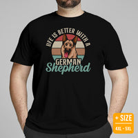 German Shepherd Dog Themed Clothes - Gifts for K9 Dog Lovers - Funny Canine Tee Shirts For Humans - Life Is Better With A GSD T-Shirt - Black, Plus Size