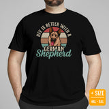 German Shepherd Dog Themed Clothes - Gifts for K9 Dog Lovers - Funny Canine Tee Shirts For Humans - Life Is Better With A GSD T-Shirt - Black, Plus Size