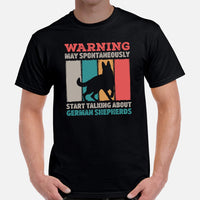 German Shepherd Dog Themed Clothes - Gifts for K9 Dog Lovers - Funny Canine Tee Shirts For Humans - May Start Talking About GSD T-Shirt - Black, Men