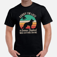 German Shepherd Dog Themed Clothes - Gifts for K9 Dog Lovers - Funny Canine Tee Shirts For Humans - My GSD Was Sitting On Me T-Shirt - Black, Men