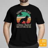 German Shepherd Dog Themed Clothes - Gifts for K9 Dog Lovers - Funny Canine Tee Shirts For Humans - My GSD Was Sitting On Me T-Shirt - Black, Plus Size